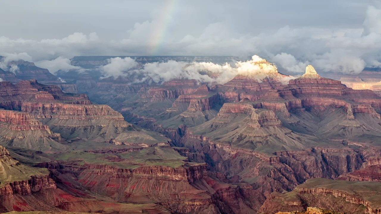 Gran Cañón desde Hopi Point, con arcoíris (Arizona)