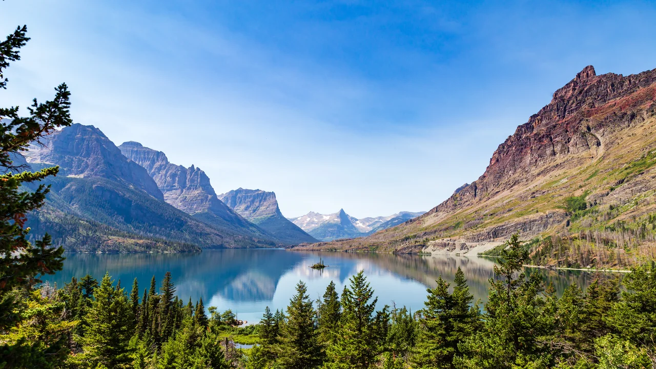 Wild Goose Island y lago Saint Mary, Parque Nacional Glacier (Montana)